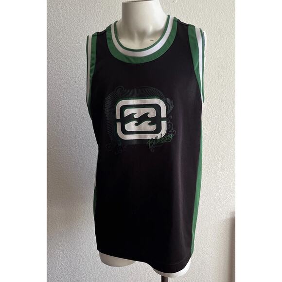 Vintage Billabong Hawaii Basketball Jersey Black/Green Dazzle Y2K Surf Large - Picture 3 of 15